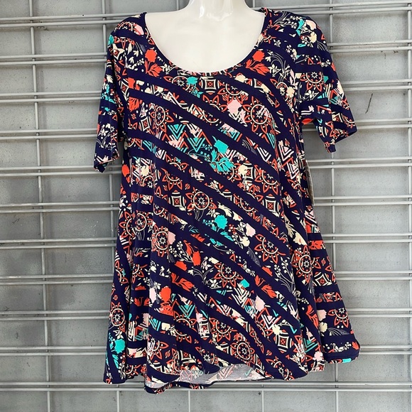 LulaRoe Geometric  & Floral Printed Perfect T High Low Top-#0225 - Picture 5 of 12